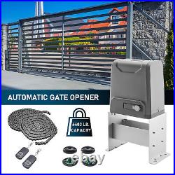 4400lb Automatic Sliding Gate Opener Electric Operator Remote Control Heavy Duty